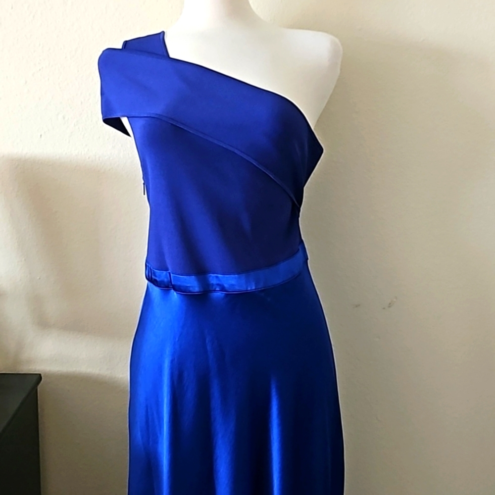 Ted Baker Royal Blue One Shoulder Cocktail Dress - Picture 2 of 10